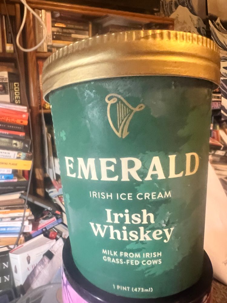 Emerald Irish whiskey ice cream pint.
