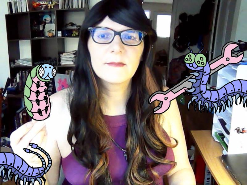 me this morning, selfie with me holding one of my drawing bugs.