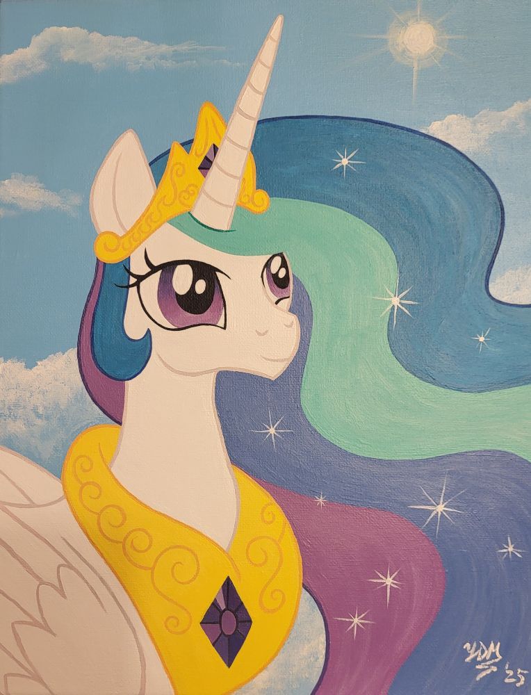 Acrylic painting of Princess Celestia. The pony princess in My Little Pony Friendship is Magic.