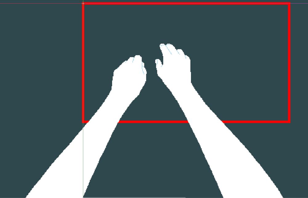 Pixel hands but the forearms are looooooong.