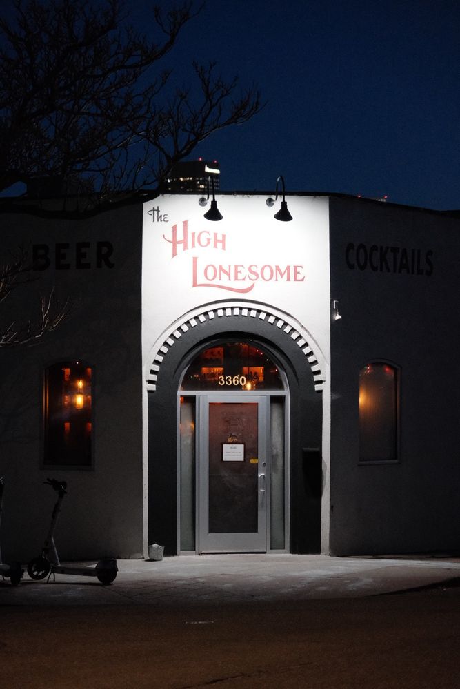 A photograph of an establishment with the name “high lonesome”. 