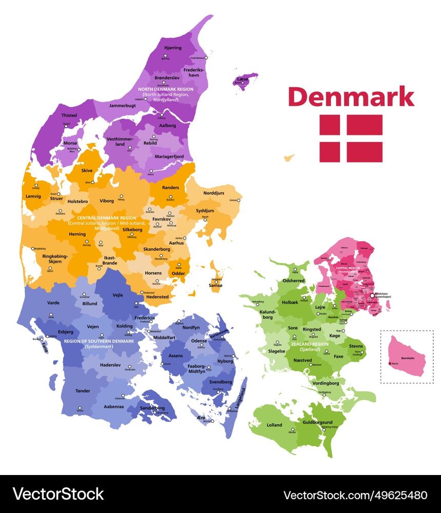 Map of municipalities and regions in Denmark 