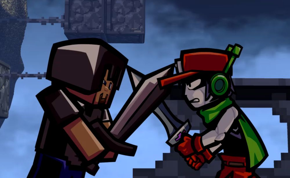 Minecraft vs Cave Story - Quote peleando contra Steve