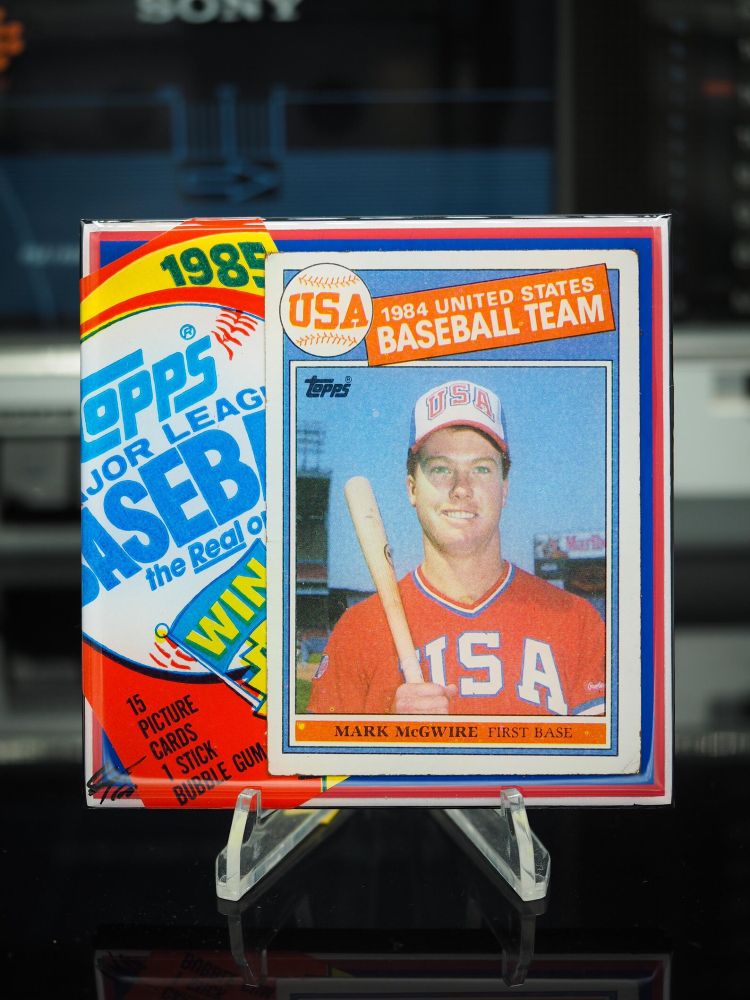 Resin art tile with embedded baseball card and card wrapper