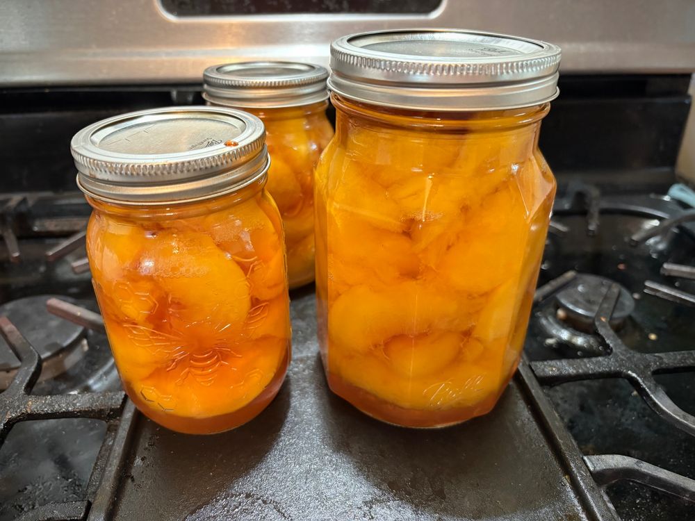 Three jars of peaches