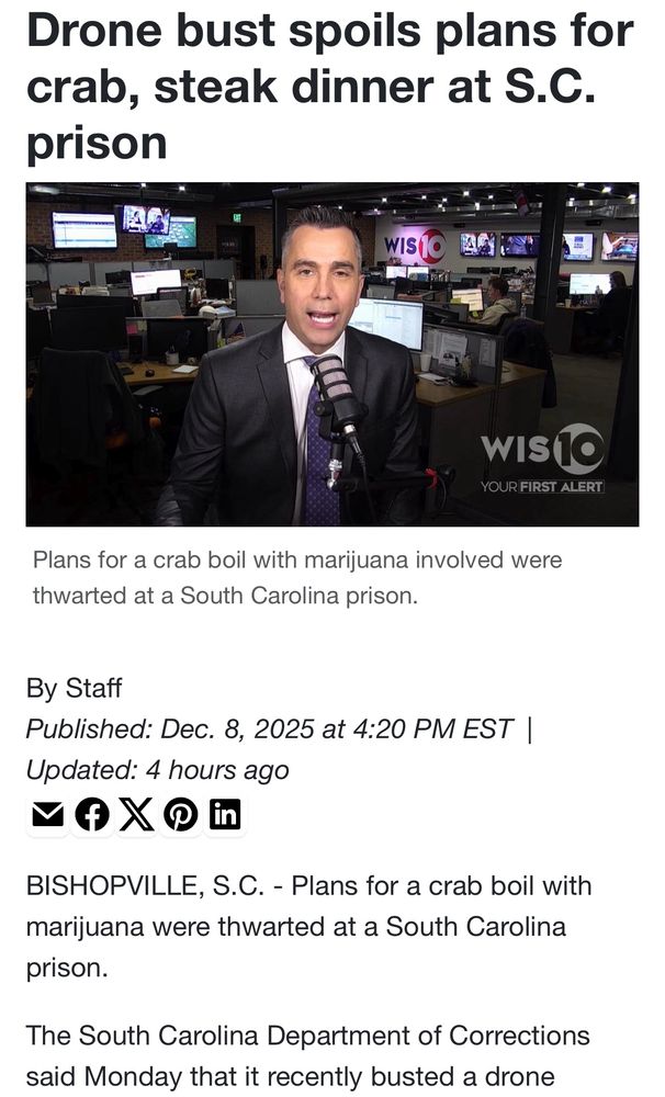 Drone bust spoils plans for crab steak dinner at SC prison