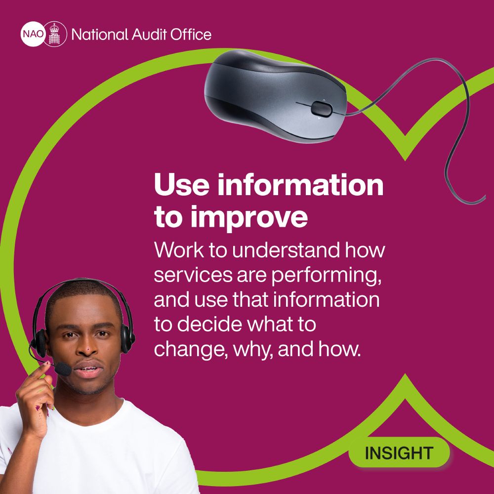Use information to improve
Work to understand how services are performing, and use that information to decide what to change, why, and how.
