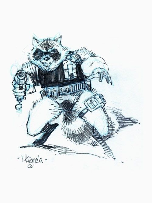Rocket Raccoon art by Mike Mignola 🤘