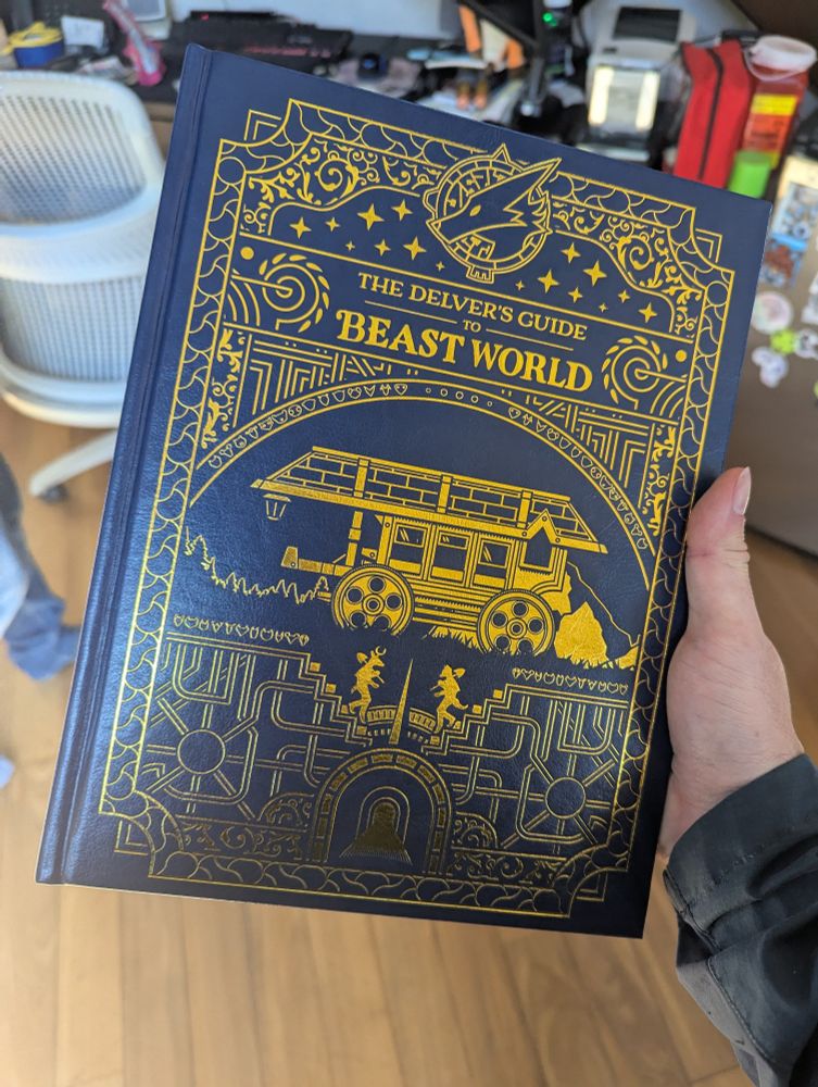 The front cover of the premium Delver's Guide to Beast World DnD expansion book