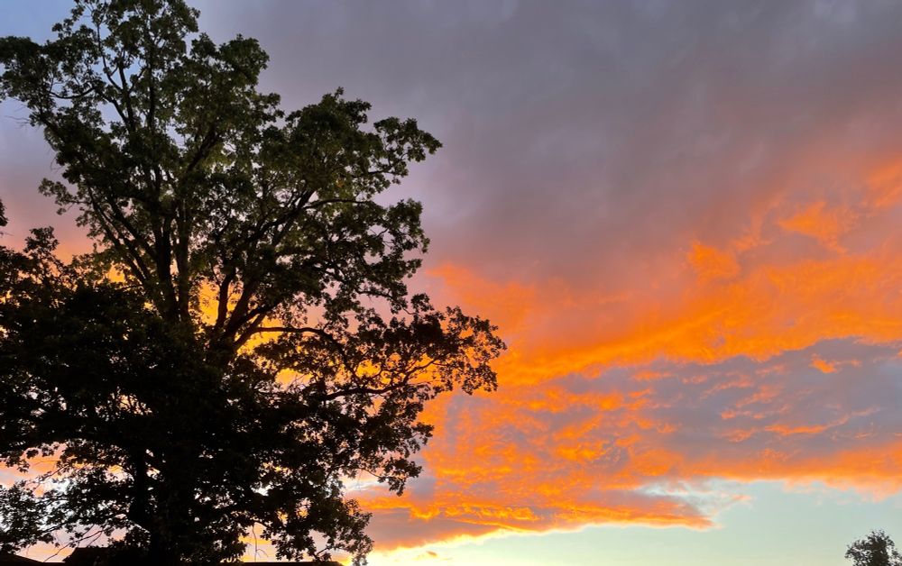 Photo of the evening sky in mid-Hudson Valley with orange clouds