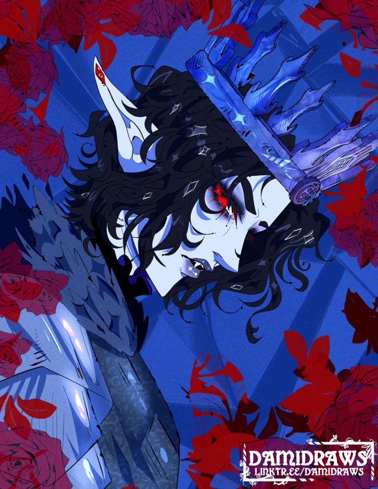 An illustration of my OC King Paledreo in profile staring at the viewer with distain. 