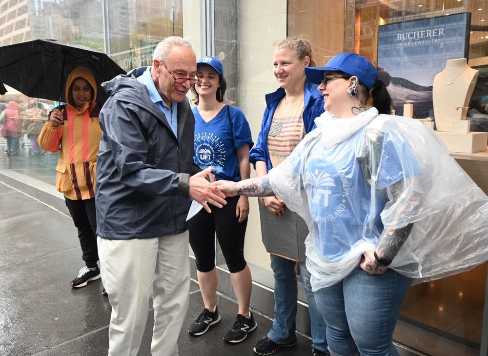 Senator Schumer speaks with New Yorkers at a No Kings Protest in New York City, June 14, 2025.