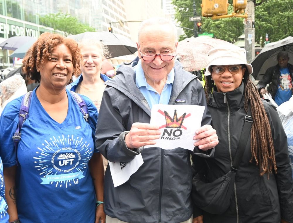 Senator Schumer with New Yorkers at a No Kings Protest in New York City, June 14, 2025.