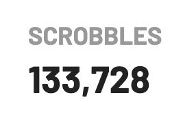 A screenshot saying "Scrobbles: 133,728"