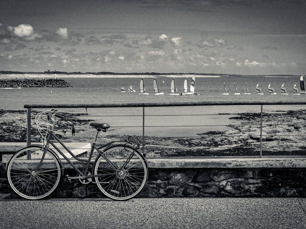 a bike and boats in Vendée, in France