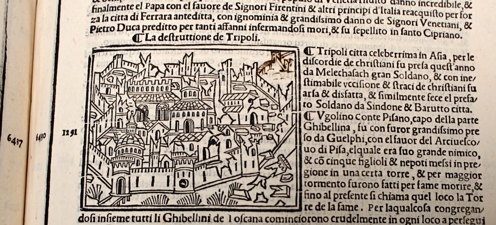 Woodcut of destruction of Tripoli.