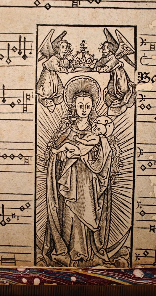 Closeup of woodcut image. 