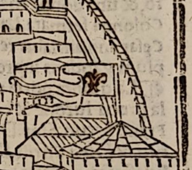 Detail of added fleur de lis.