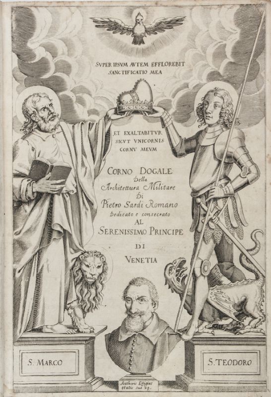 Title page of Pietro Sardo book on Venetian architecture, from 1639.