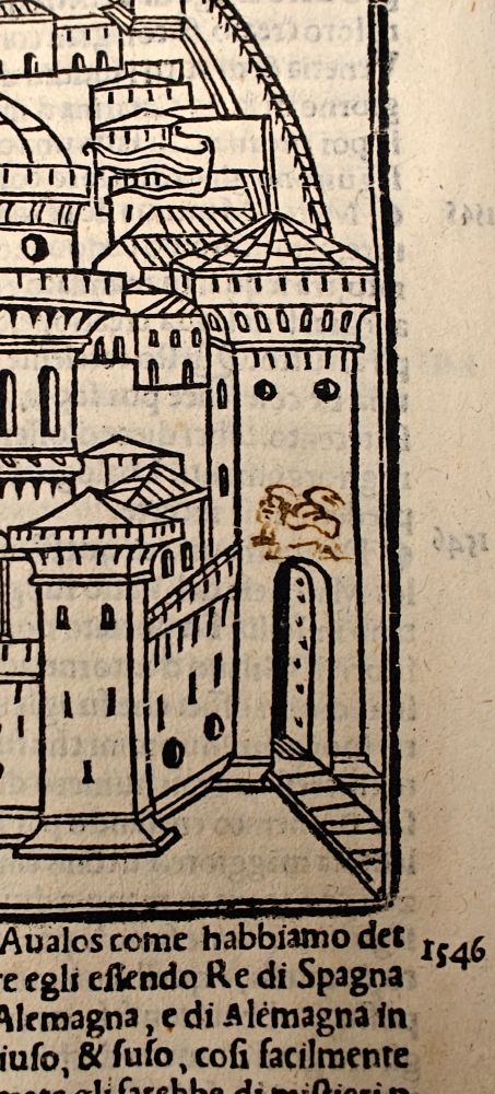 Wider image of lion on gate.