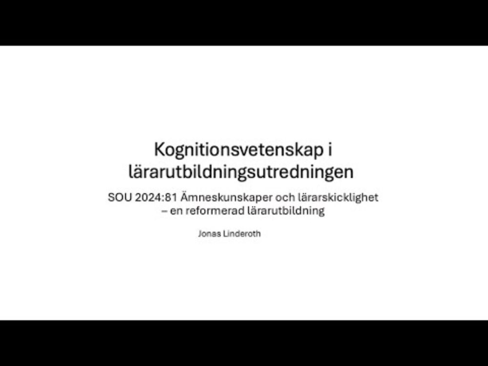 Hur kognitionsvetenskap skall förstås i lärarutbildningsutredningen SOU 2024:81