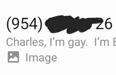 The text preview opens "Charles, I'm gay."