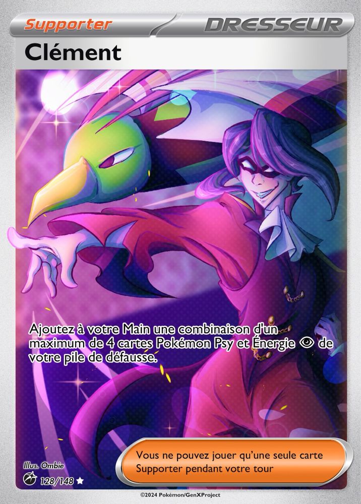 Fake Pokémon card of Will from Pokémon, the same illustration than the first slide with card informations
