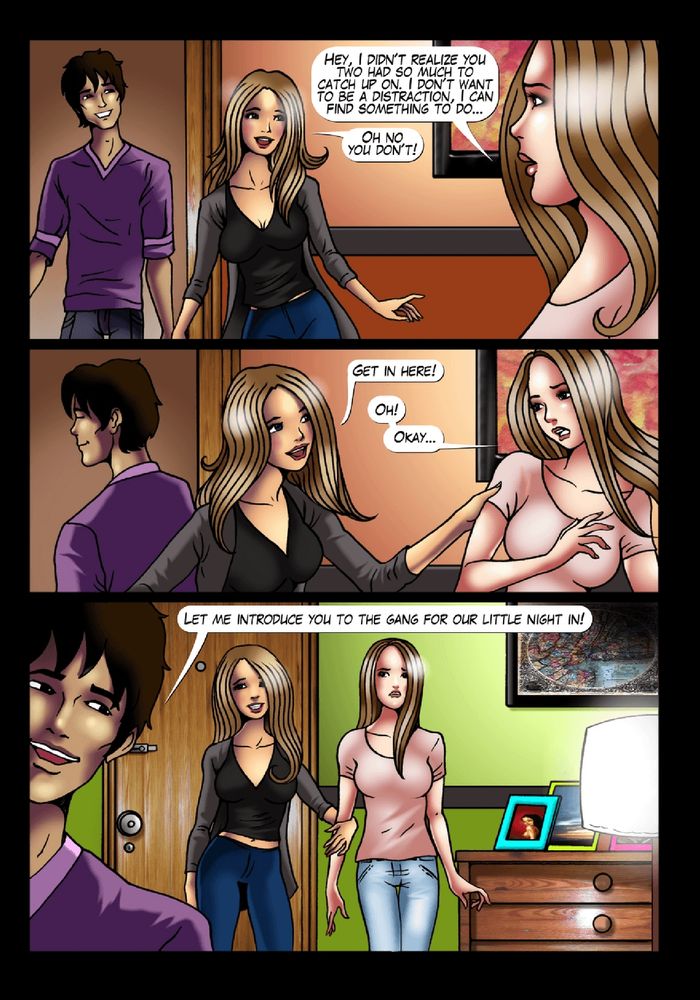 A reluctant friend is brought inside.