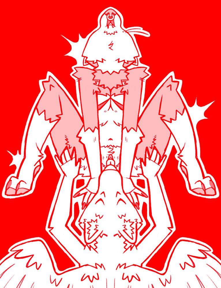 An anthro angel wolf eats out a anthro dog.