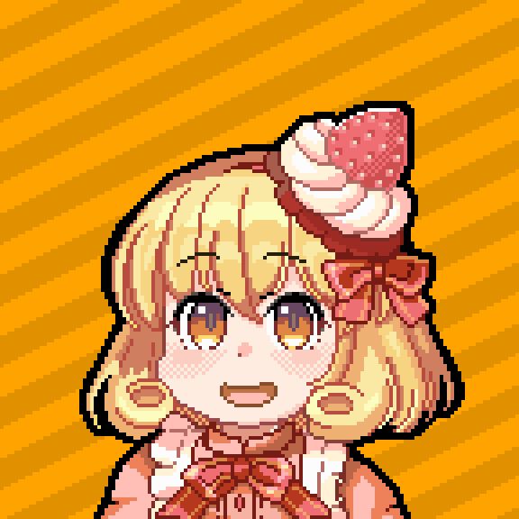 笑っているワッフルズちゃんのドット絵。