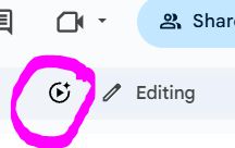 New play button in google tool bar.