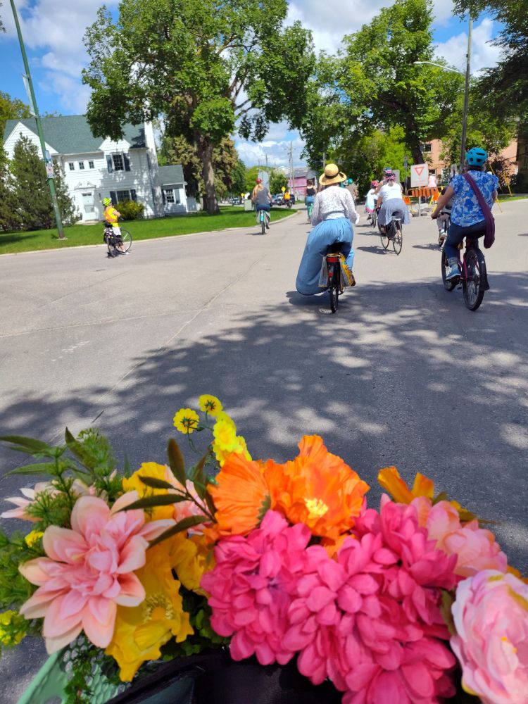 A view from the bike on last year's Fancy Women Bike Ride! 