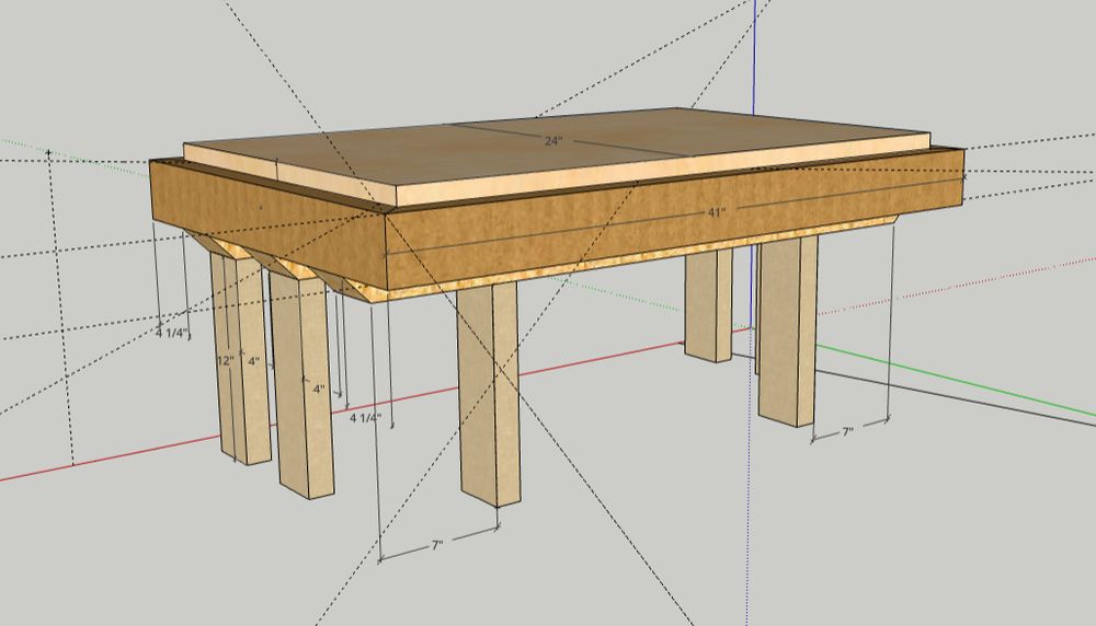 Computer rendering of a raised DIY dog bed. 