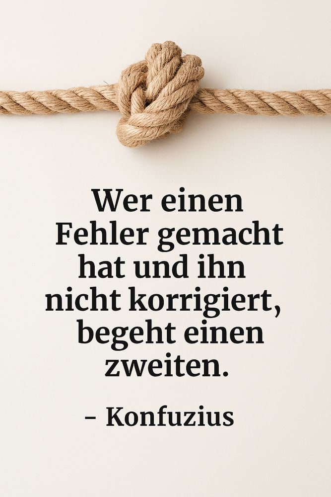 Zitat:
„Wer einen Fehler gemacht hat und ihn nicht korrigiert, begeht einen zweiten.“ – Konfuzius