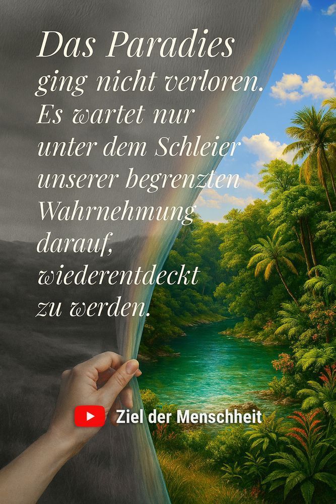 Zitat:
Das Paradies ging nicht verloren. Es wartet nur unter dem Schleier unserer begrenzten Wahrnehmung darauf, wiederentdeckt zu werden. 