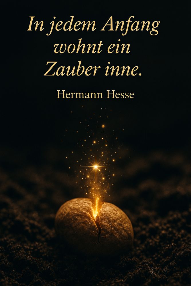 Zitat:
„In jedem Anfang wohnt ein Zauber inne.“ – Hermann Hesse