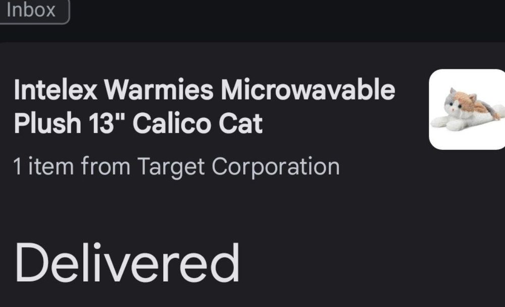 Screenshot of email showing delivery of microwavable cats 

My wife ordered these for the children don't @ me

Just kidding please @ me I crave the engagement