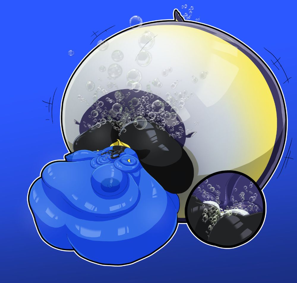 Dory, extremely fat with a large double roll belly, breasts, and huge butt on her fish body, is farting and inflating Gill like a balloon. A faceshot shows Gill's snout and mouth stuck between Dory's buttcheeks.