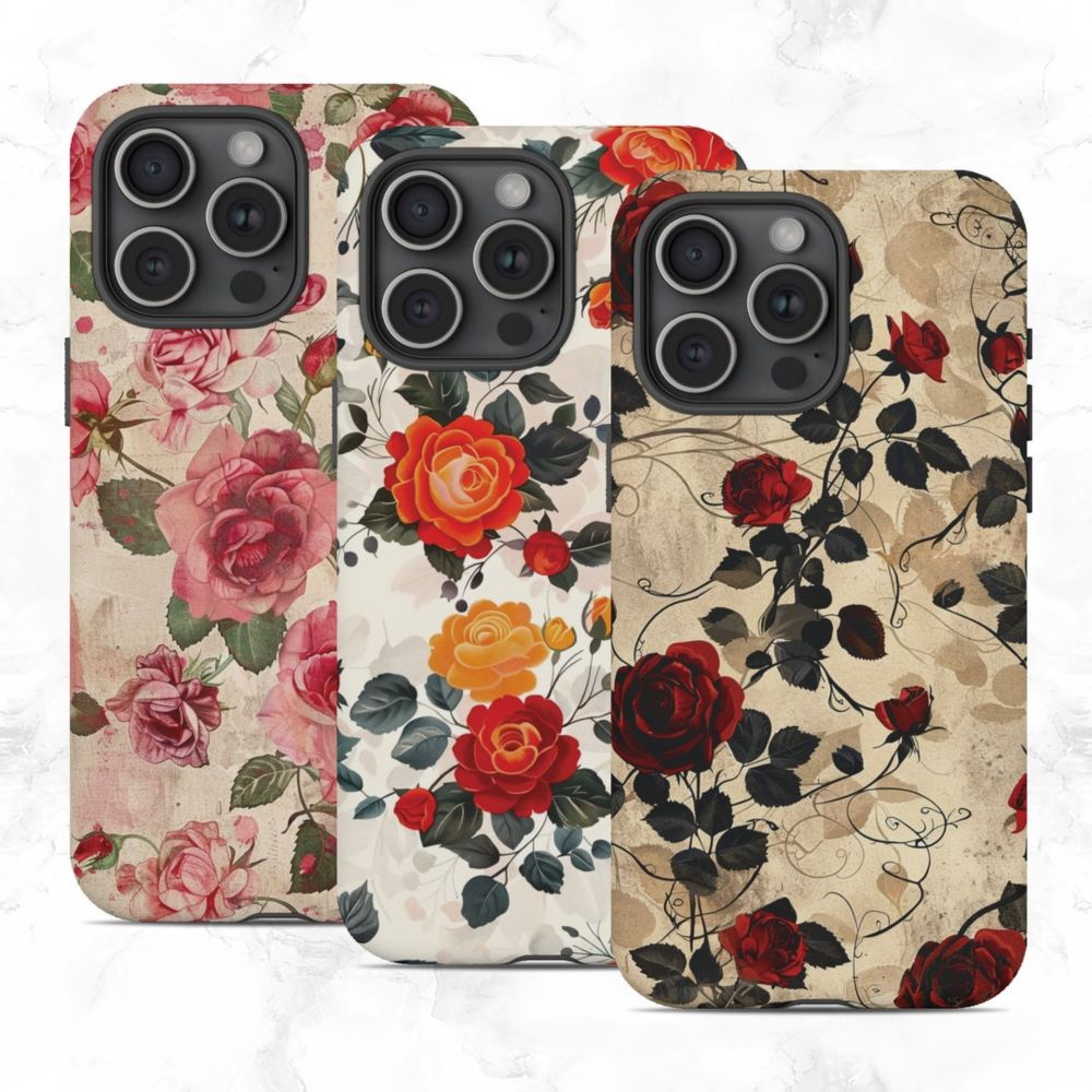 Pressed Roses Floral Print Matte Tough Phone Case for iPhone 15 14 13 12 11 Max Pro Plus Mini Pixel 8 7 6 Galaxy S24 S23 S22 S21 Ultra - Etsy