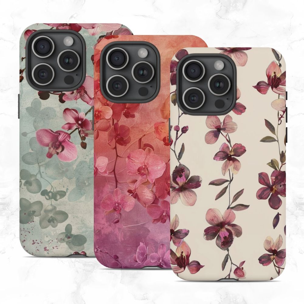 Pressed Apple Orchid Floral Print Matte Tough Phone Case iPhone 15 14 13 12 11 Max Pro Plus Mini Pixel 8 7 6 Galaxy S24 S23 S22 S21 Ultra - Etsy.de