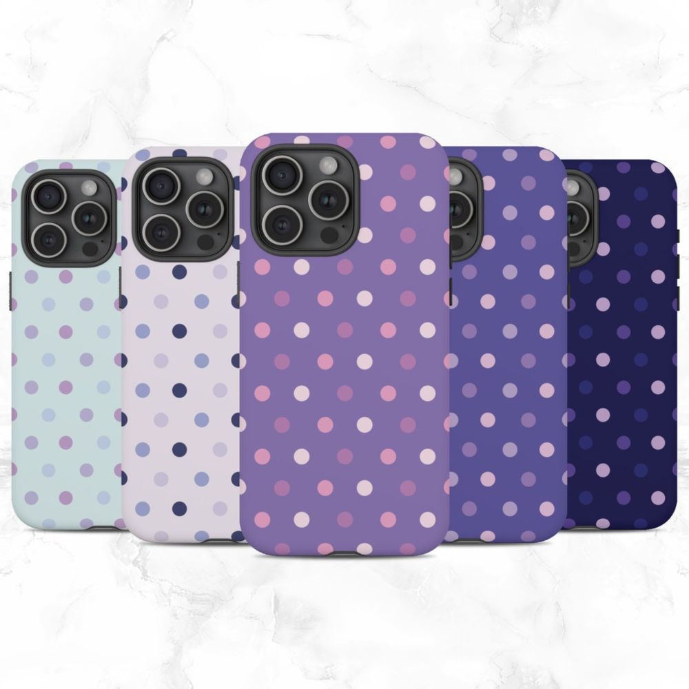 Simple Matte Purple Pink Polka Dot Tough Phone Case Apple iPhone 15 14 13 12 11 Max Pro Plus Mini Pixel 8 7 6 Galaxy S24 S23 S22 S21 Ultra - Etsy