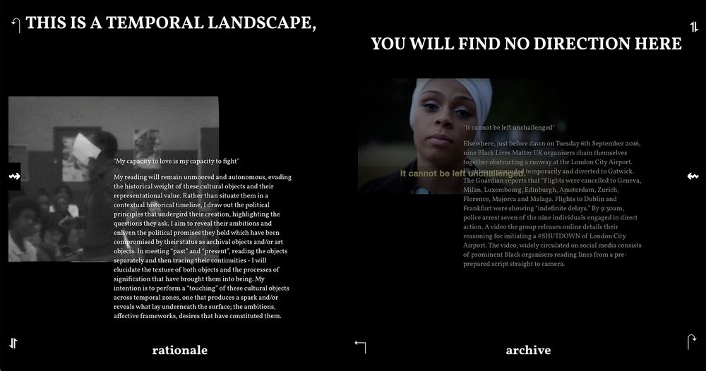 Lola Olufemi and Agnes Cameron's project "This is a temporal landscape, you will find no direction here"