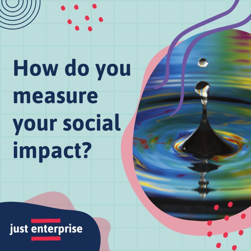 Turquoise graphic featuring an image of ripples in water and the text How do you measure your social impact?