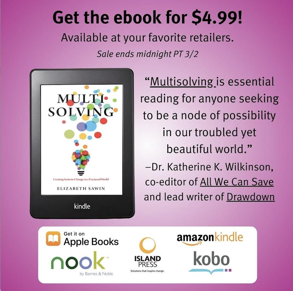 A promotion for the e-book version of Multisolving which is available for $4.99 from 2/24 to 3/2