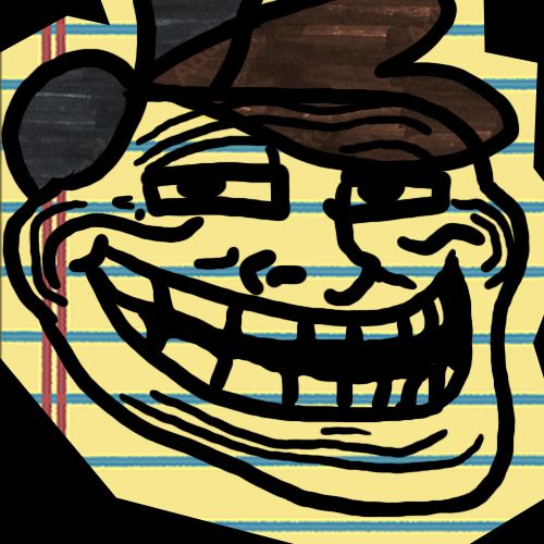 Rage face "Trollface" drawn in the style of JayTheDevGuy