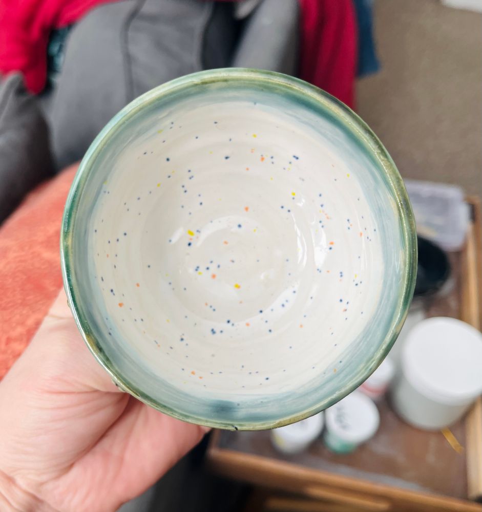 Small bowl with speckled interior