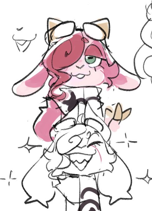An anthropomorphic goat with a big curly lock of hair, based loosely on Taxiderby's irl appearance