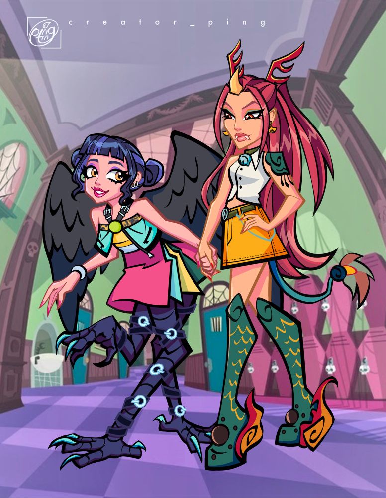 Monster high styled zoey and mira holding hands