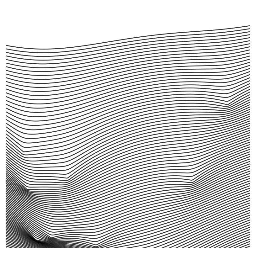 line art for penplotting, a piece of cloth deformed by the weight of some small spheres.