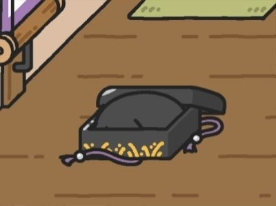 ゲームいぬのおやくめ。黒い箱の中で眠る黒犬。